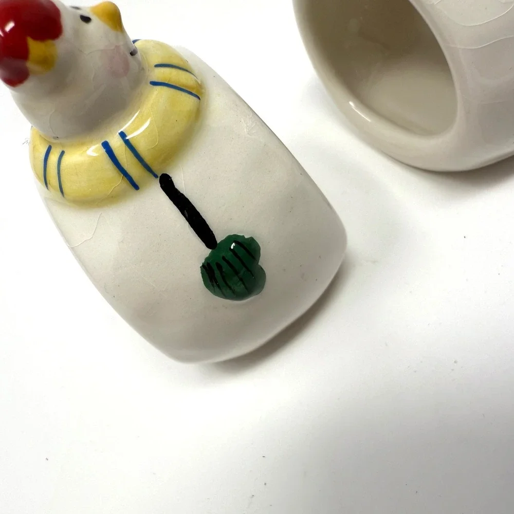 Williams Sonoma Snowman Napkin Rings Set 4 Holiday‎ Christmas Ceramic